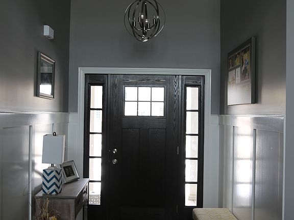 Large foyer with chandelier