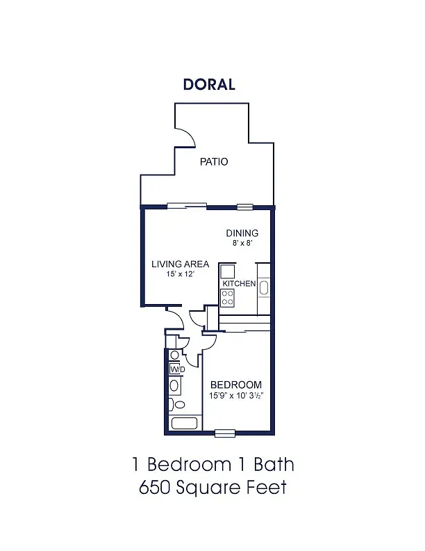 Floor plan 1Bd/1Ba-Dn W/D (D)