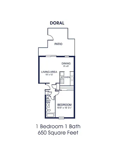Floor plan 1Bd/1Ba-Dn W/D (D)