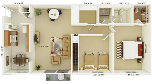 Floor plan 2 Bedroom Sycamore