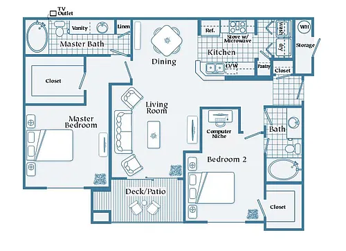 Floor plan Pennsylvania (2 Bedroom)