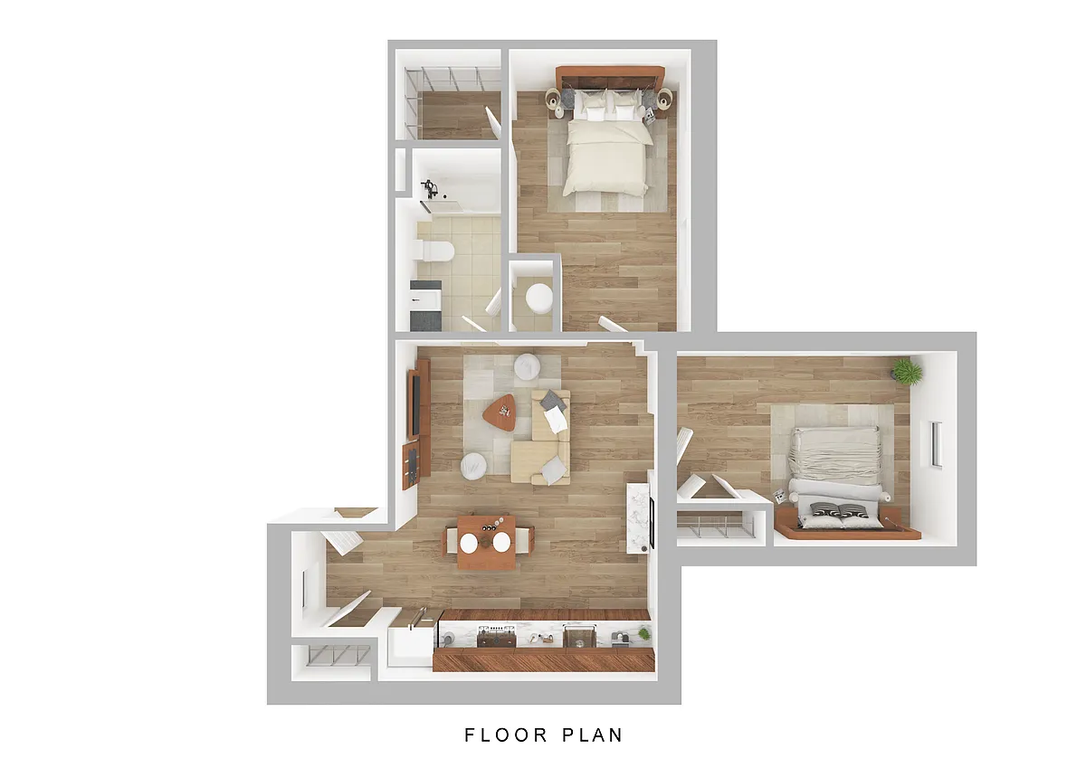 Floor plan 2 Bedroom, 1 Bathroom