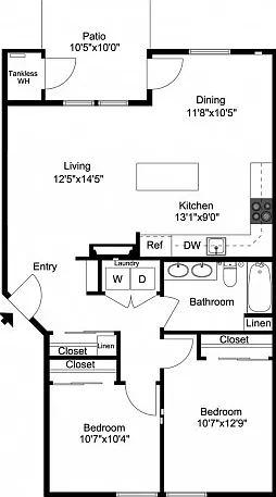 Indigo - 2 Bedroom, 1 Bathroom Indigo - 2 Bedroom, 1 Bathroom