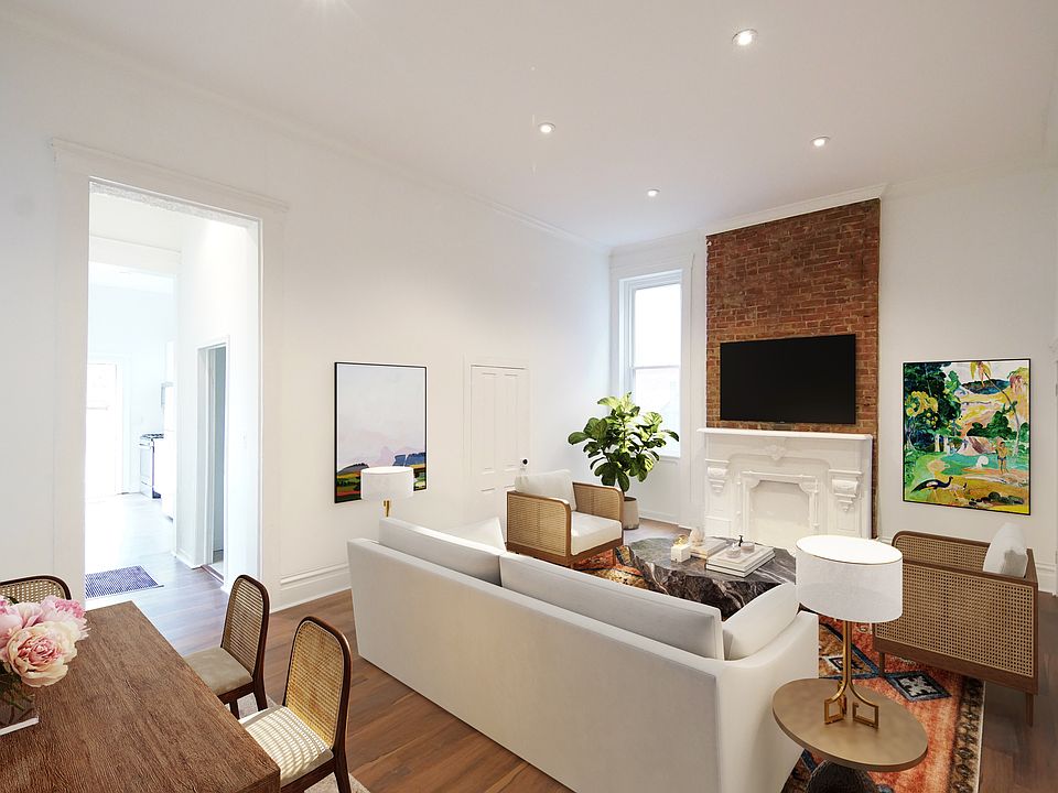 First floor home, living/dining room staged.