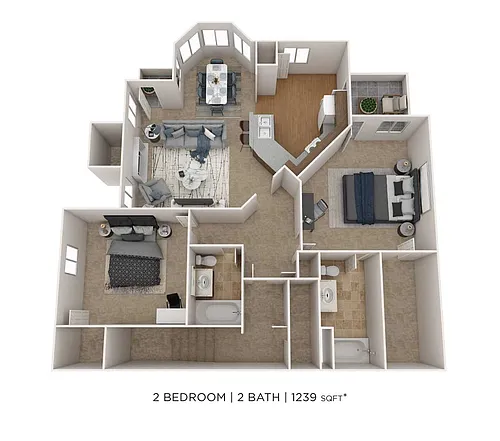 Floor plan Two Bedroom 2 Bath