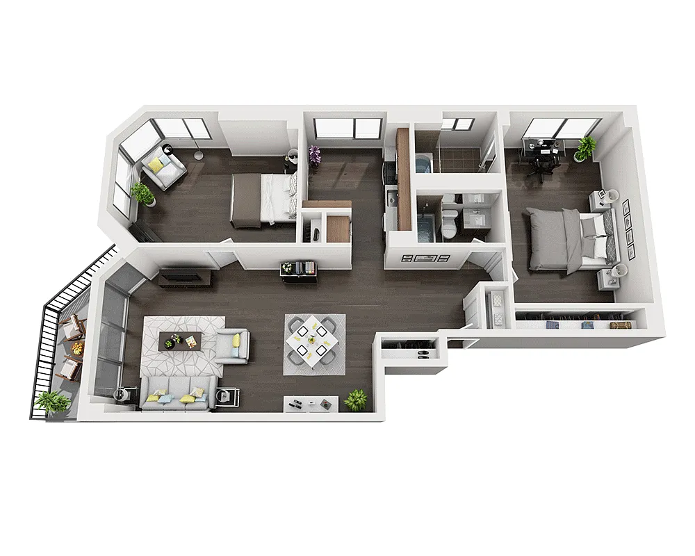 Floor plan Two Bedroom B2F