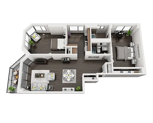 Floor plan Two Bedroom B2F