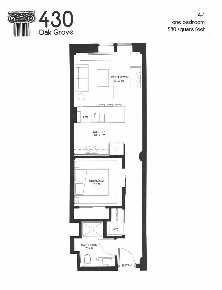 Floor plan 1 BR A-1