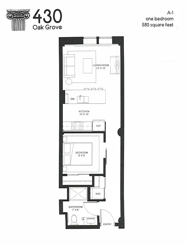 Floor plan 1 BR A-1