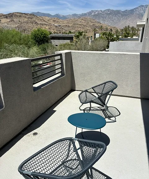 Primary bedroom balcony with west views towards Palm Springs