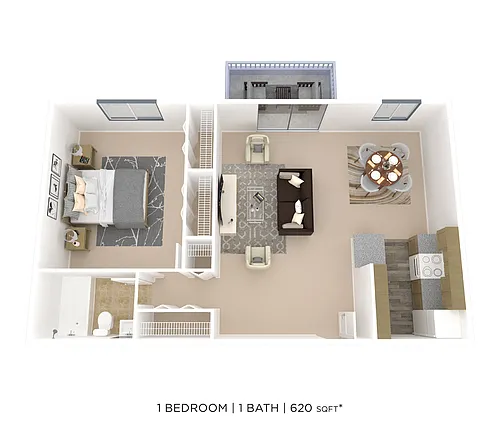 Floor plan One Bedroom - 620 sqft