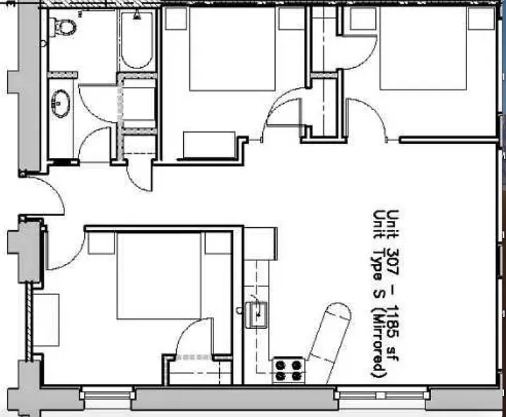 Floor plan 3 Bedrooms and 1 Bath