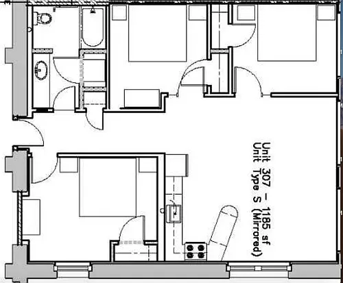 Floor plan 3 Bedrooms and 1 Bath