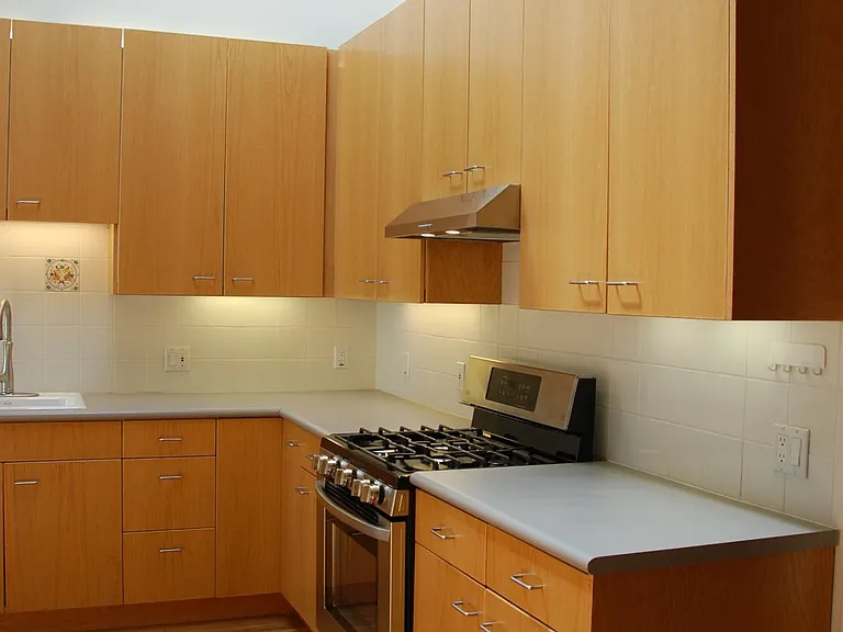 Kitchen with skylight and 17 foot ceilings