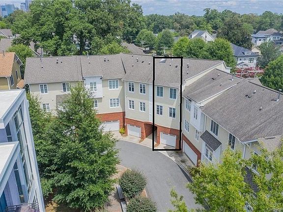 Aerial view of townhouse from back