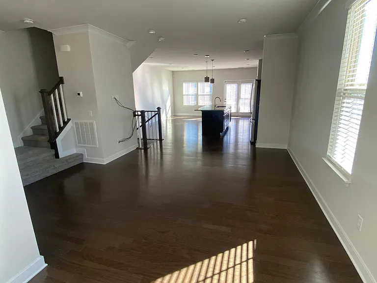 Main floor living room from bay window