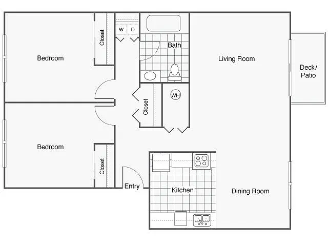 Floor plan Two Bedroom One Bath Renovated