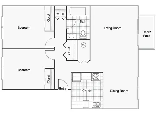 Floor plan Two Bedroom One Bath Renovated