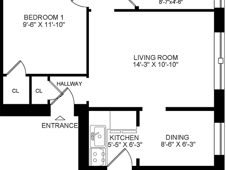 517- 1 Bedroom Floor Plan 517- 1 Bedroom Floor Plan