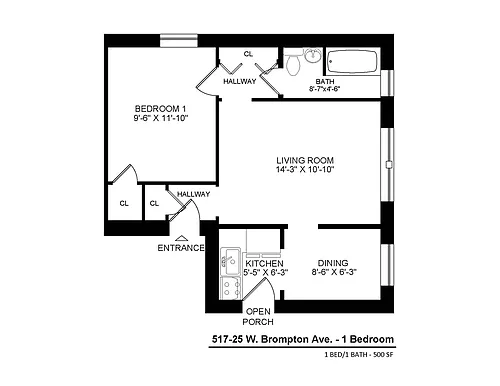 Floor plan One Bedroom Back