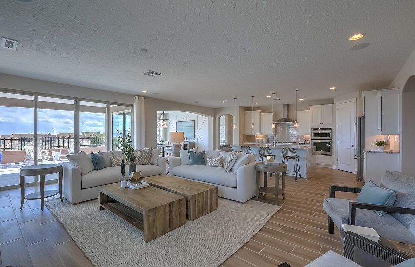 The award-winning Parklane home design is popular for the open layout of the gathering room, kitchen