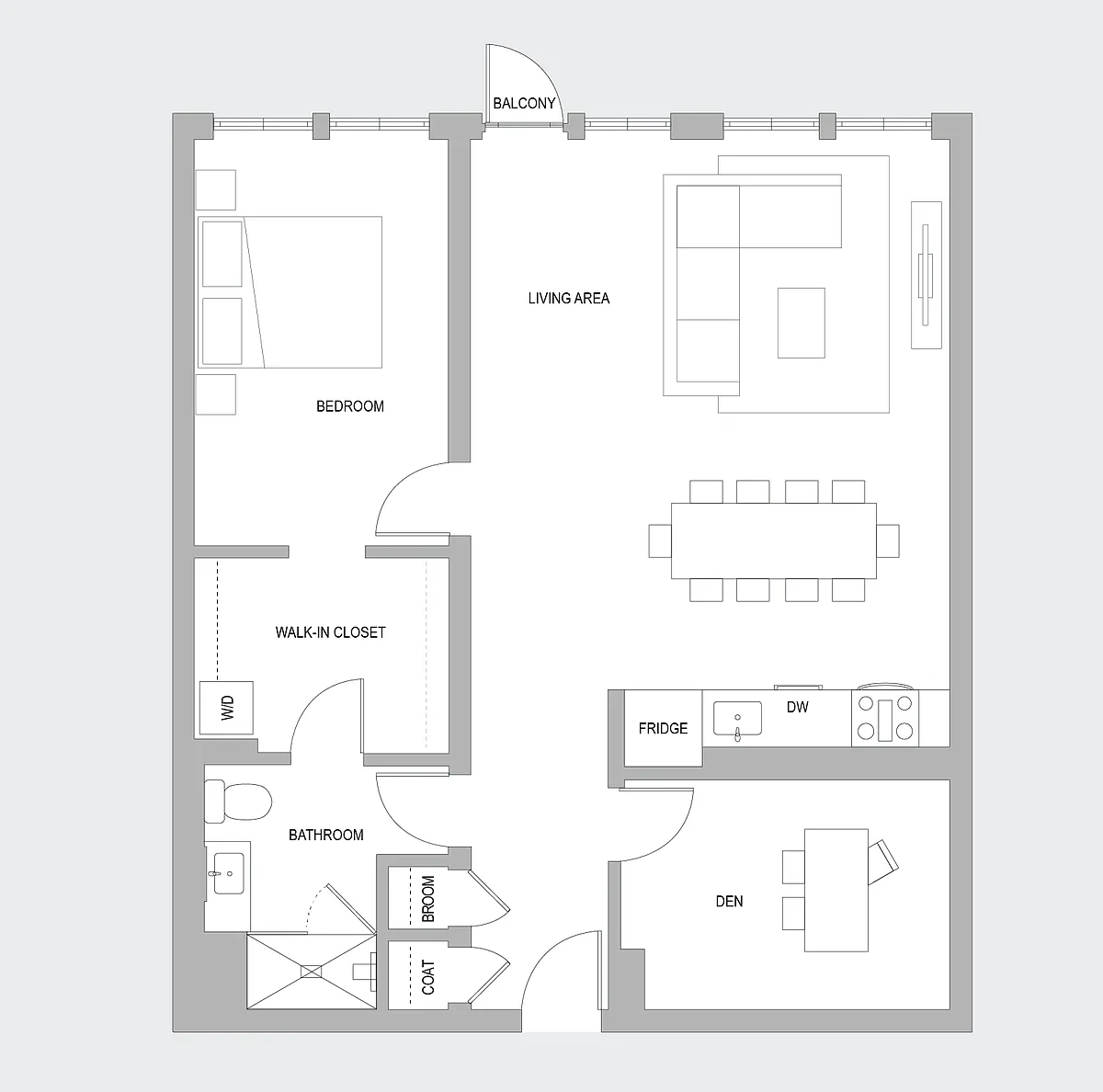 Floor plan 1 BR Den AK