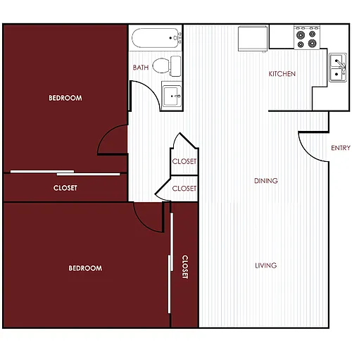 Floor plan 2 Beds | 1 Bath