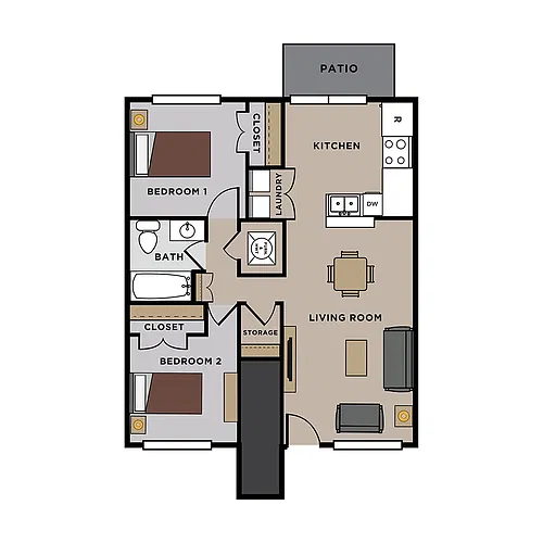 Floor plan 2 bedroom - market