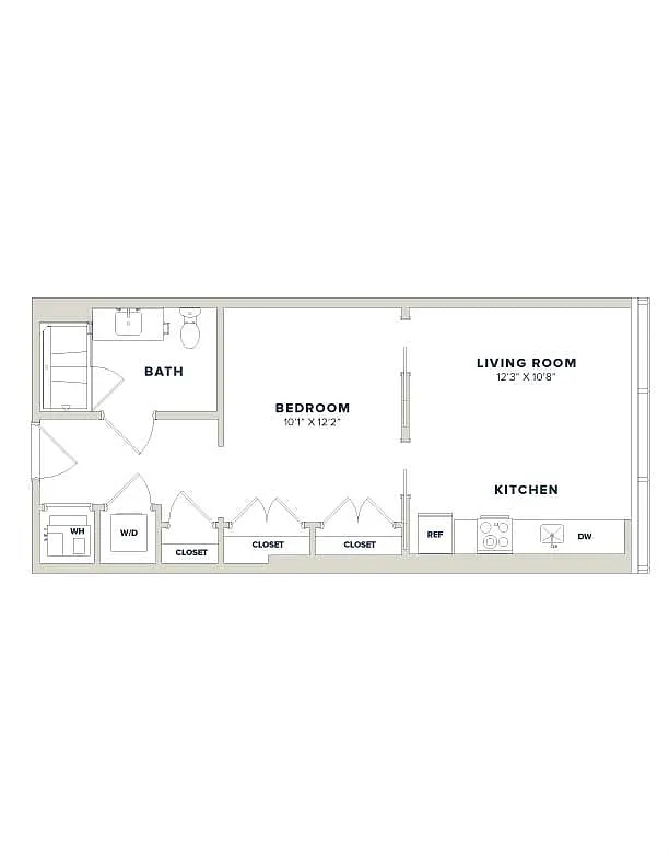 Floor plan 1 Bed-1 Bath JR-1A.2 Luminary