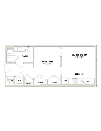 Floor plan 1 Bed-1 Bath JR-1A.2 Luminary