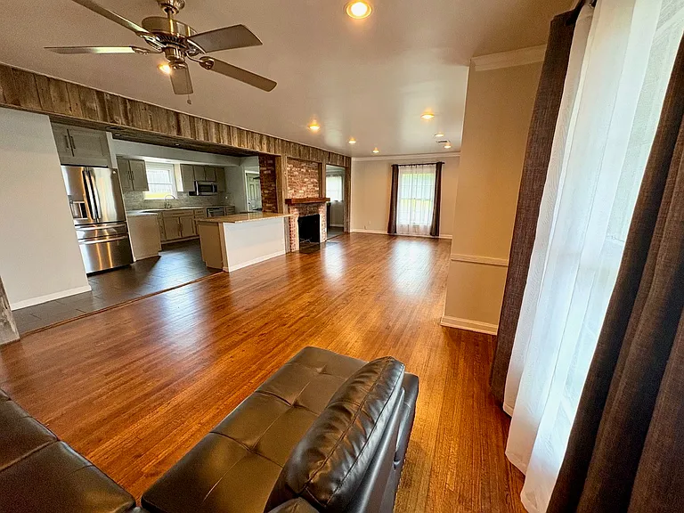 Living room and kitchen area