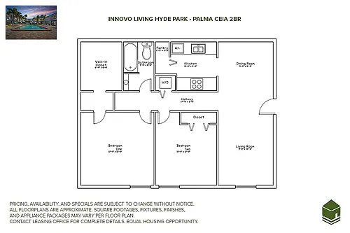 Floor plan Palma Ceia 2 Bed 1 Bath