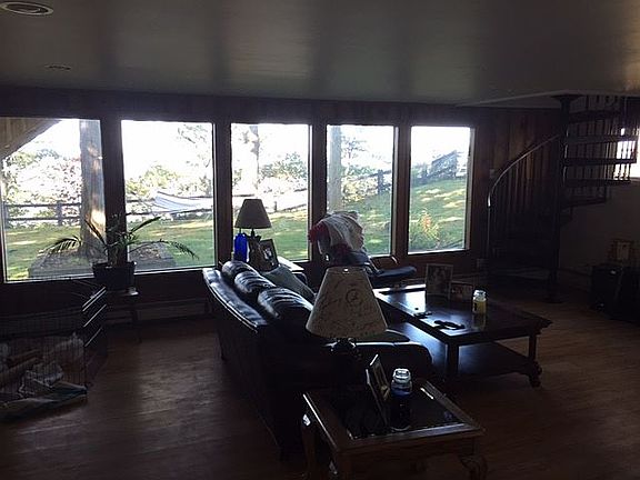 living room with lake view