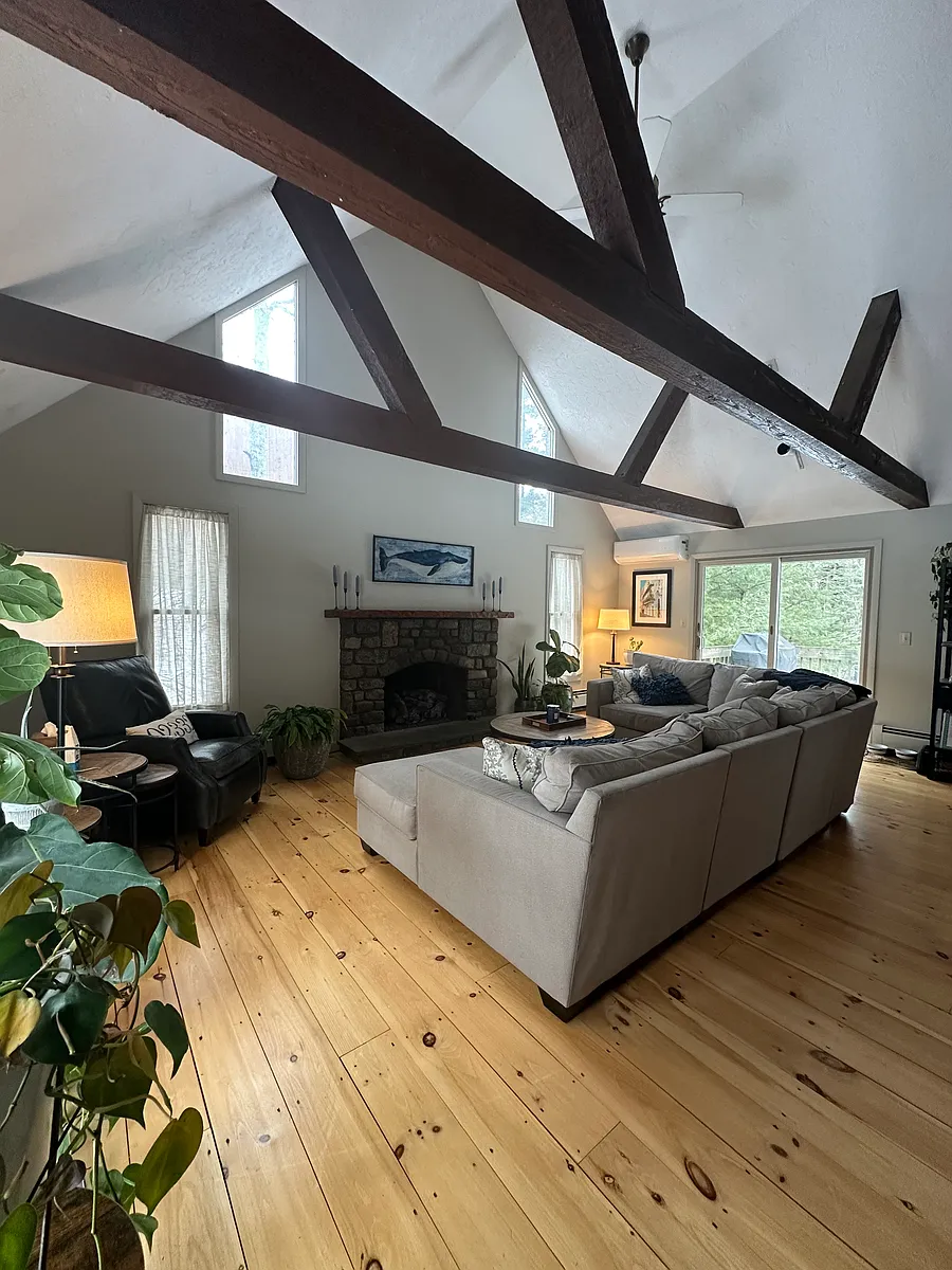 Living room with cathedral ceiling - 4 Bassett Brook Ln