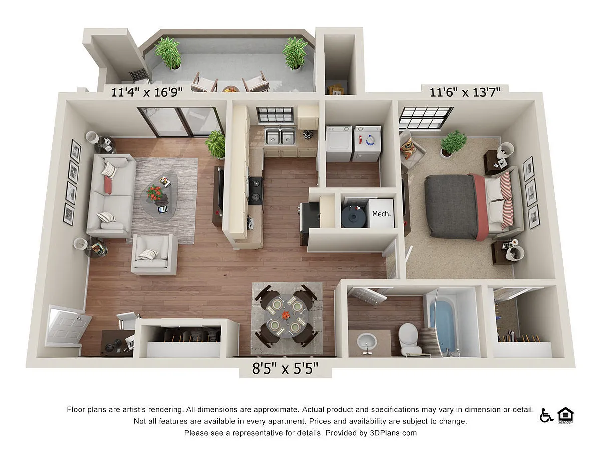 Floor plan 1x1AR1 T2-1x1