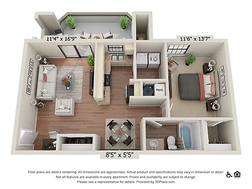 Floor plan 1x1AR1 T2-1x1