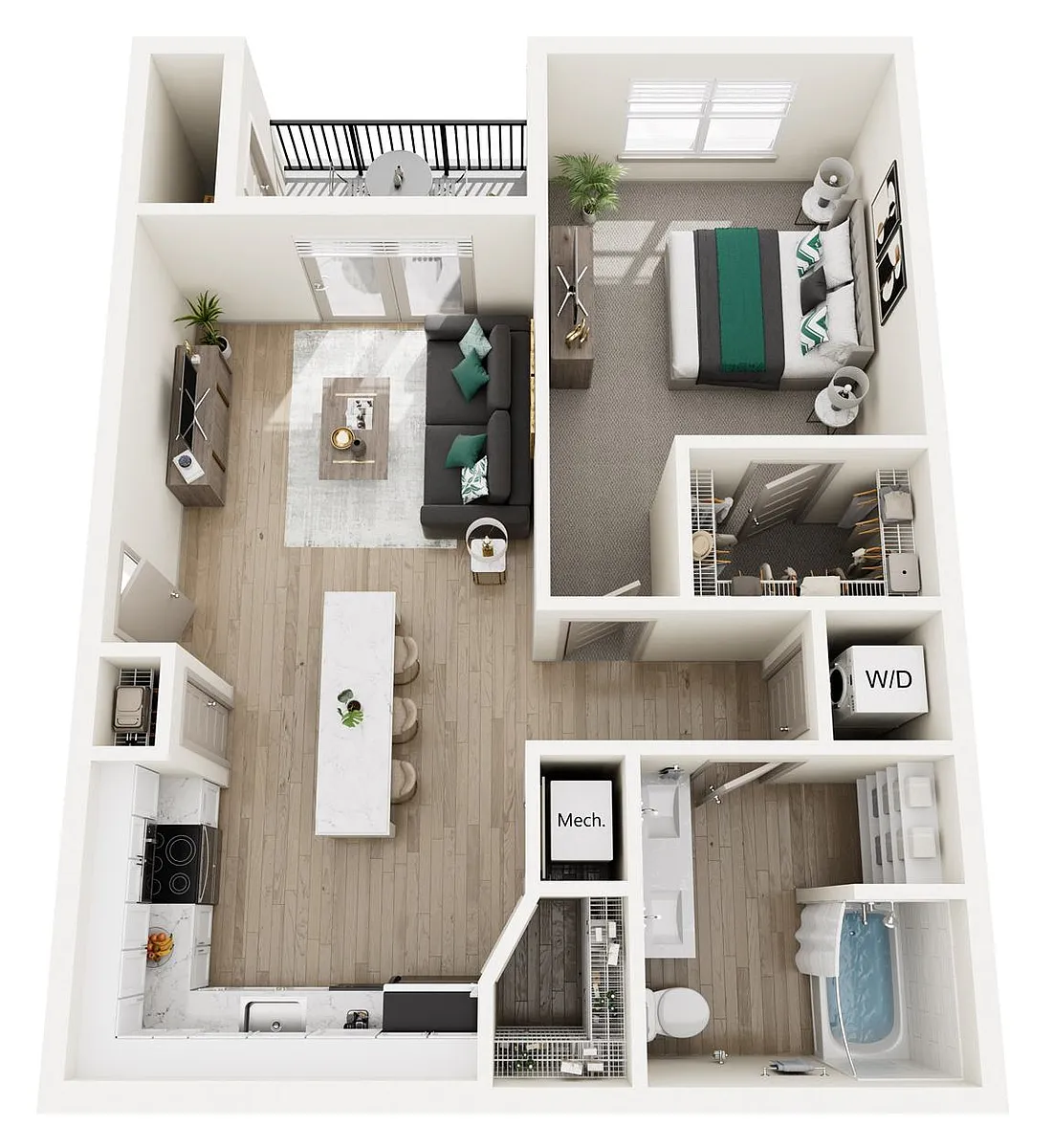 Floor plan 1 Bed, 1 Bath