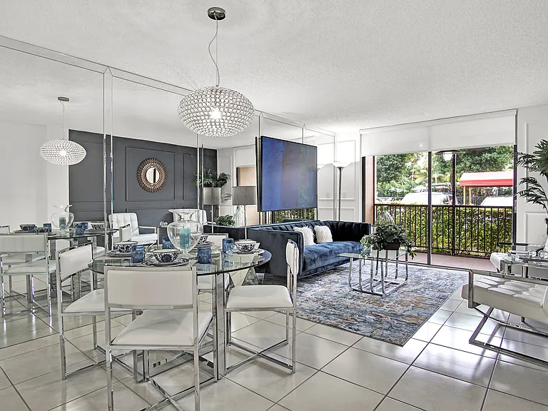 Model Unit 121 - Spacious Living & Dining Area with Private Balcony