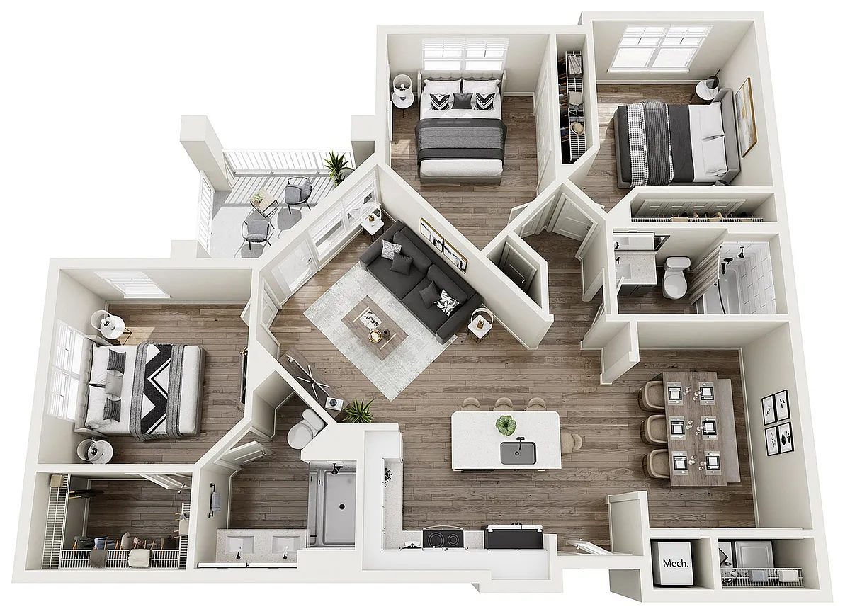 Floor plan C2-Nile 3B/2B 1304sf