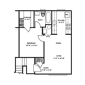 Floor plan 1 Bed 1 Bath