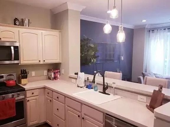 Kitchen with stainless steel appliances