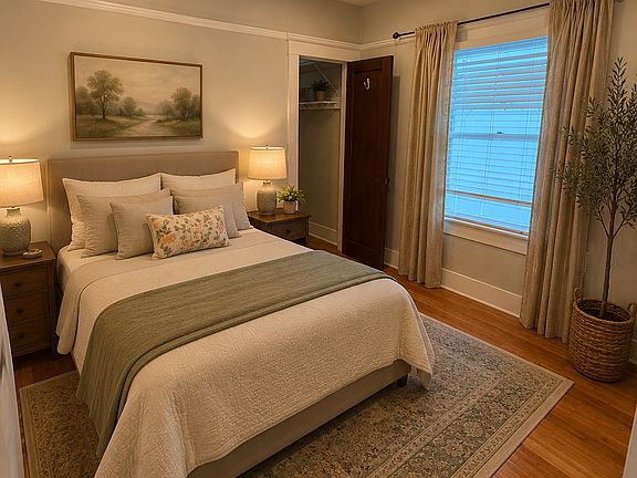 Bedroom with walk in closet