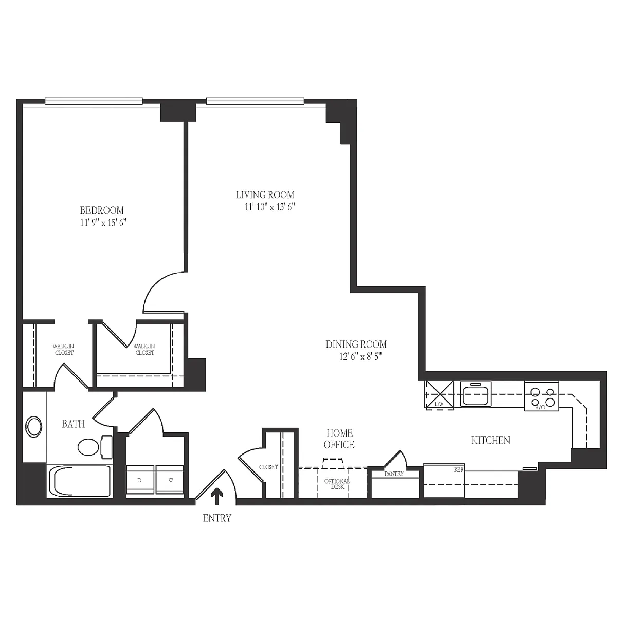 Floor plan 1 Bedroom 1 Bath 871 SF 11r