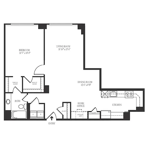 Floor plan 1 Bedroom 1 Bath 871 SF 11r