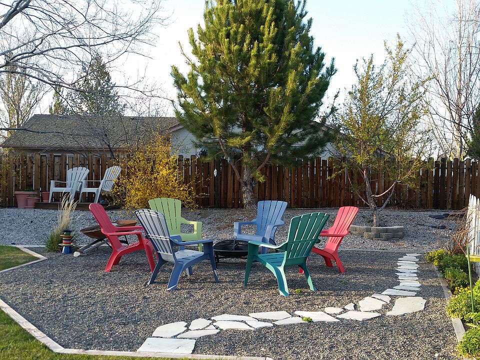 Fire pit next to garden.