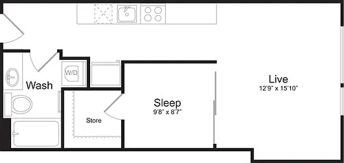Floor plan Open 1 Bedroom A