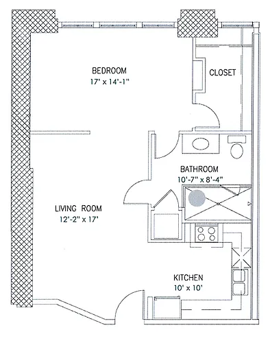 Floor plan 1 Bedroom, 1 Bathroom