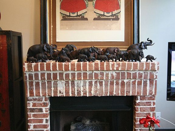 Cozy brick fireplace
