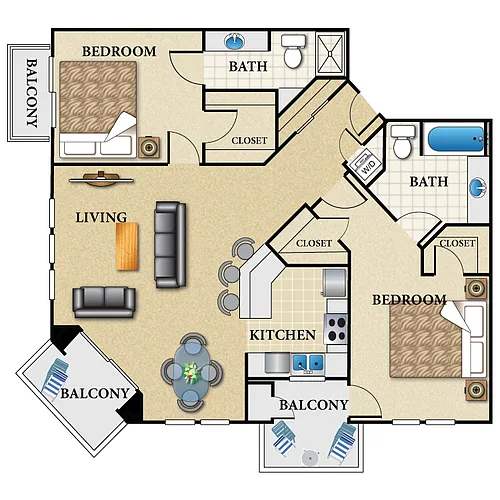 Floor plan Plan M 2 Bed 2 Bath