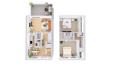 Floor plan 2 Bedroom, 2 Bathroom Townhome